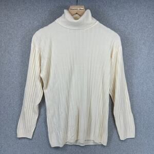 Kikit Sweater Womens Size Small White 100% Acrylic Ribbed Turtleneck Pullover